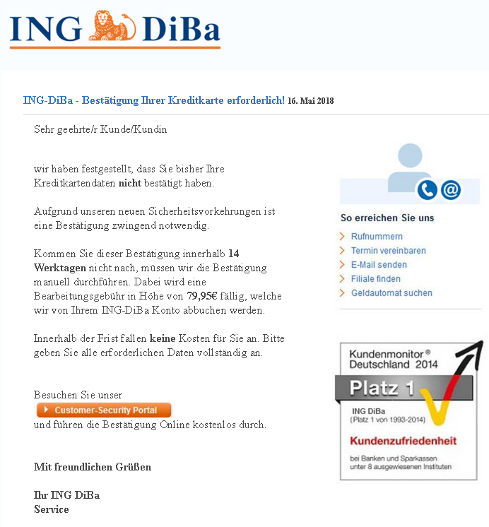 Phishing-Mail ING-DiBa