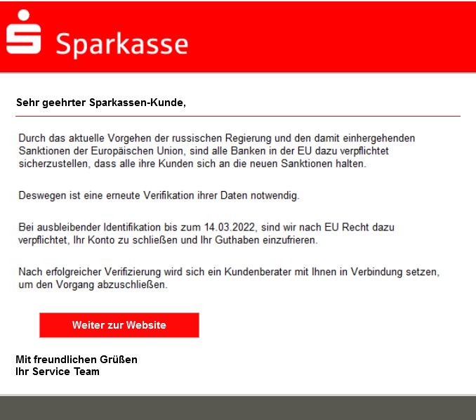 Phishing Sparkasse Ukraine-Krieg