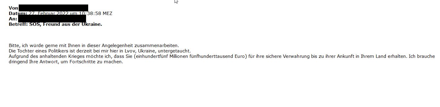 Phishing-Mail Ukraine-Krieg