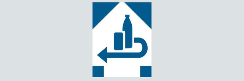 Pfandlogo, blau, eine dose, eine Flasche