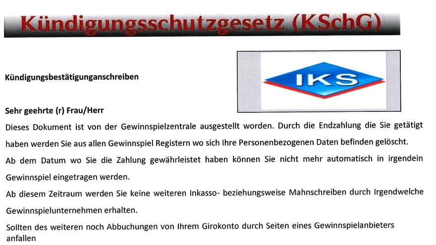 Schreiben INKASSO MANAGMENT