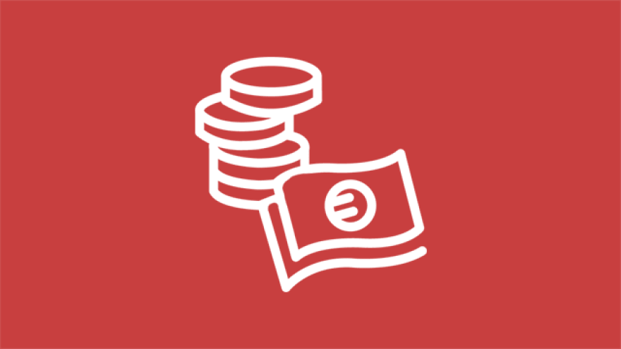 Icon weiß rot Geld