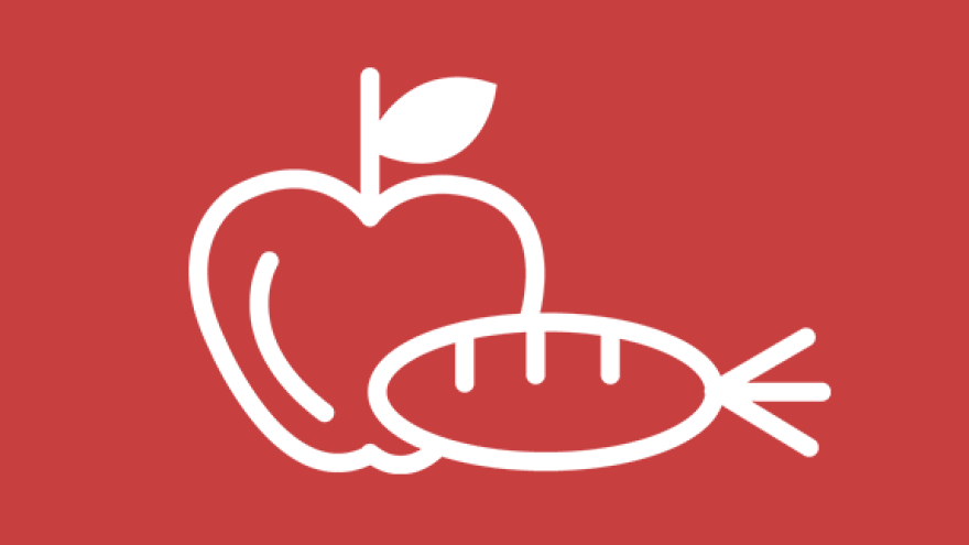 Icon weiß rot Lebensmittel