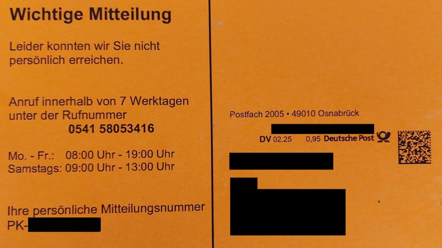 orange Postkarte Front