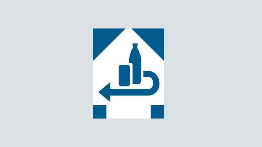 Pfandlogo, blau, eine dose, eine Flasche
